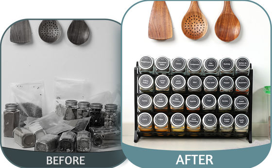 4 στρώσεις Wire Iron Mesh Spice Jar Rack για την οργάνωση της κουζίνας Rack Μέγεθος 30*9,8*23,3cm