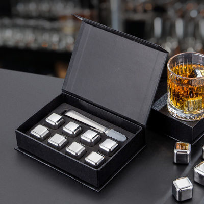 Σχεδιασμός Ουίσκι Ice Stone Set 8 PCS ατσάλινα κύβους με Tong και EVA κουτί δώρο