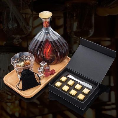 Σχεδιασμός Ουίσκι Ice Stone Set 8 PCS ατσάλινα κύβους με Tong και EVA κουτί δώρο