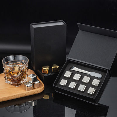 Σχεδιασμός Ουίσκι Ice Stone Set 8 PCS ατσάλινα κύβους με Tong και EVA κουτί δώρο