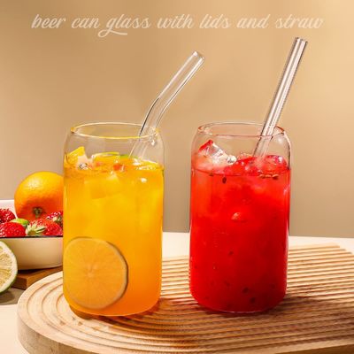 Φεστιβάλ Morden Luxury 16oz Clear Glass Mason Jug με κάλυμμα από μπαμπού και άχυρο