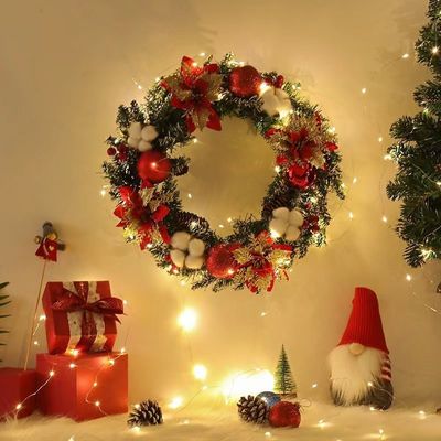 Στρογγυλό XMAS στεφάνι για την μπροστινή πόρτα πέφτει στεφάνι με προσαρμοσμένο λογότυπο