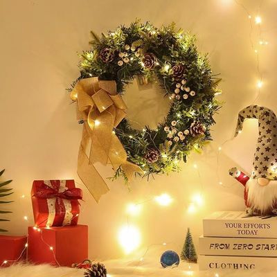 Στρογγυλό XMAS στεφάνι για την μπροστινή πόρτα πέφτει στεφάνι με προσαρμοσμένο λογότυπο