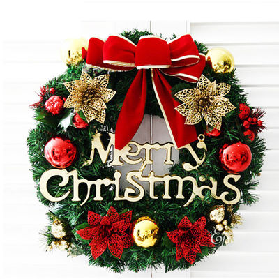 Στρογγυλό XMAS στεφάνι για την μπροστινή πόρτα πέφτει στεφάνι με προσαρμοσμένο λογότυπο