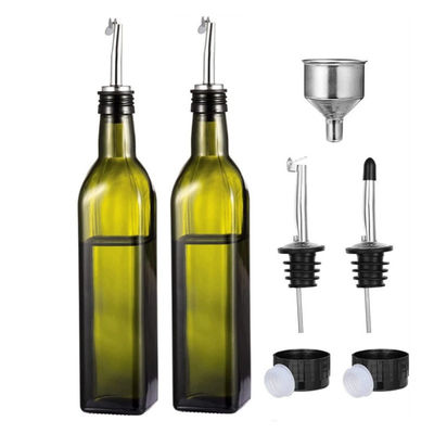Κύκλιο μπουκάλι διανομής ελαίου 500ML/17OZ τετραγωνικό σχήμα αποθηκευμένο για λάδι μαγειρικής και ξύδι