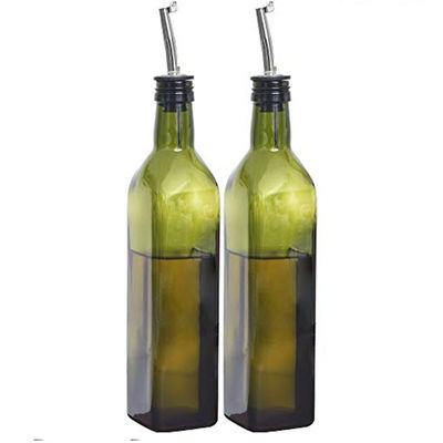 Κύκλιο μπουκάλι διανομής ελαίου 500ML/17OZ τετραγωνικό σχήμα αποθηκευμένο για λάδι μαγειρικής και ξύδι