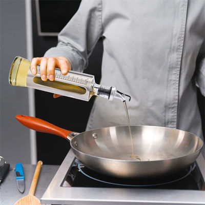 500 ml χωρητικότητα Ασημένιο από ανοξείδωτο χάλυβα Διανεμητής ελαιολάδου γυάλινο μπουκάλι με βρύση χύδην