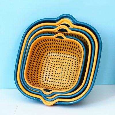 Αποθήκευση λαχανικών Οικιακό 6pcs Διπλά στρώμα πλαστικό πολλαπλή αποχέτευση νερού καθαρό καλάθι αποχέτευσης