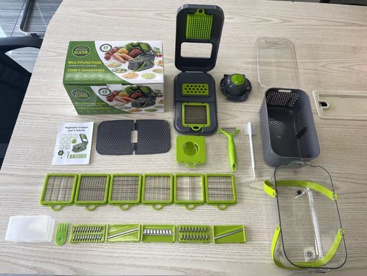22pcs Vegetable Slicer Dicer με χερούλι καλαθιού αποχέτευσης και βιώσιμο κουρέλι μαντολίνας