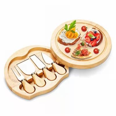 Μικρό μπαμπού κρέας Charcuterie Τυρί Πίνακα με μαχαίρια Custom Logo Στρογγυλο πιτσαρία