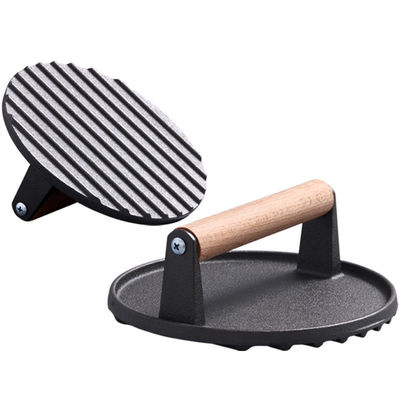 Κρέας Steak Burger Press ορθογώνιο Heavy Duty Cast Iron Griddle Smash Bacon Press με ξύλινο χερούλι