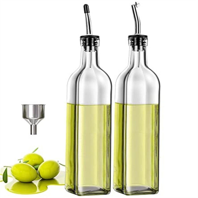 Κύκλιο μπουκάλι διανομής ελαίου 500ML/17OZ τετραγωνικό σχήμα αποθηκευμένο για λάδι μαγειρικής και ξύδι