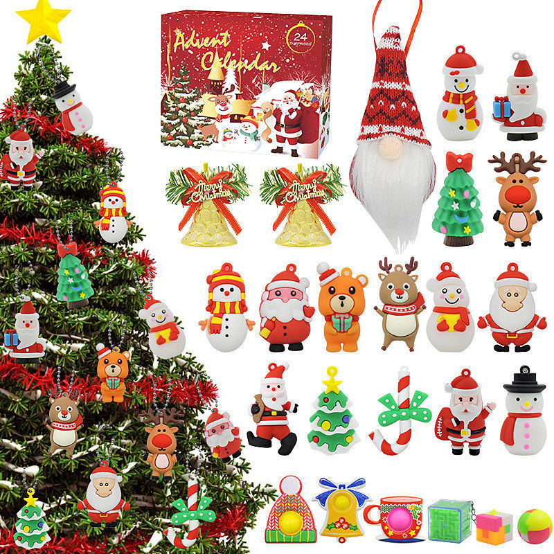 24pcs Χριστουγεννιάτικο ημερολόγιο της Άνοιξης τυφλό κουτί καρτούν Fidget Squishy παιχνίδι για τα παιδιά σύνολο παιχνιδιών