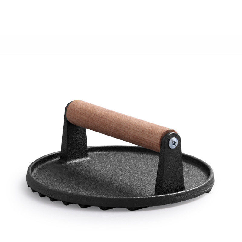Κρέας Steak Burger Press ορθογώνιο Heavy Duty Cast Iron Griddle Smash Bacon Press με ξύλινο χερούλι